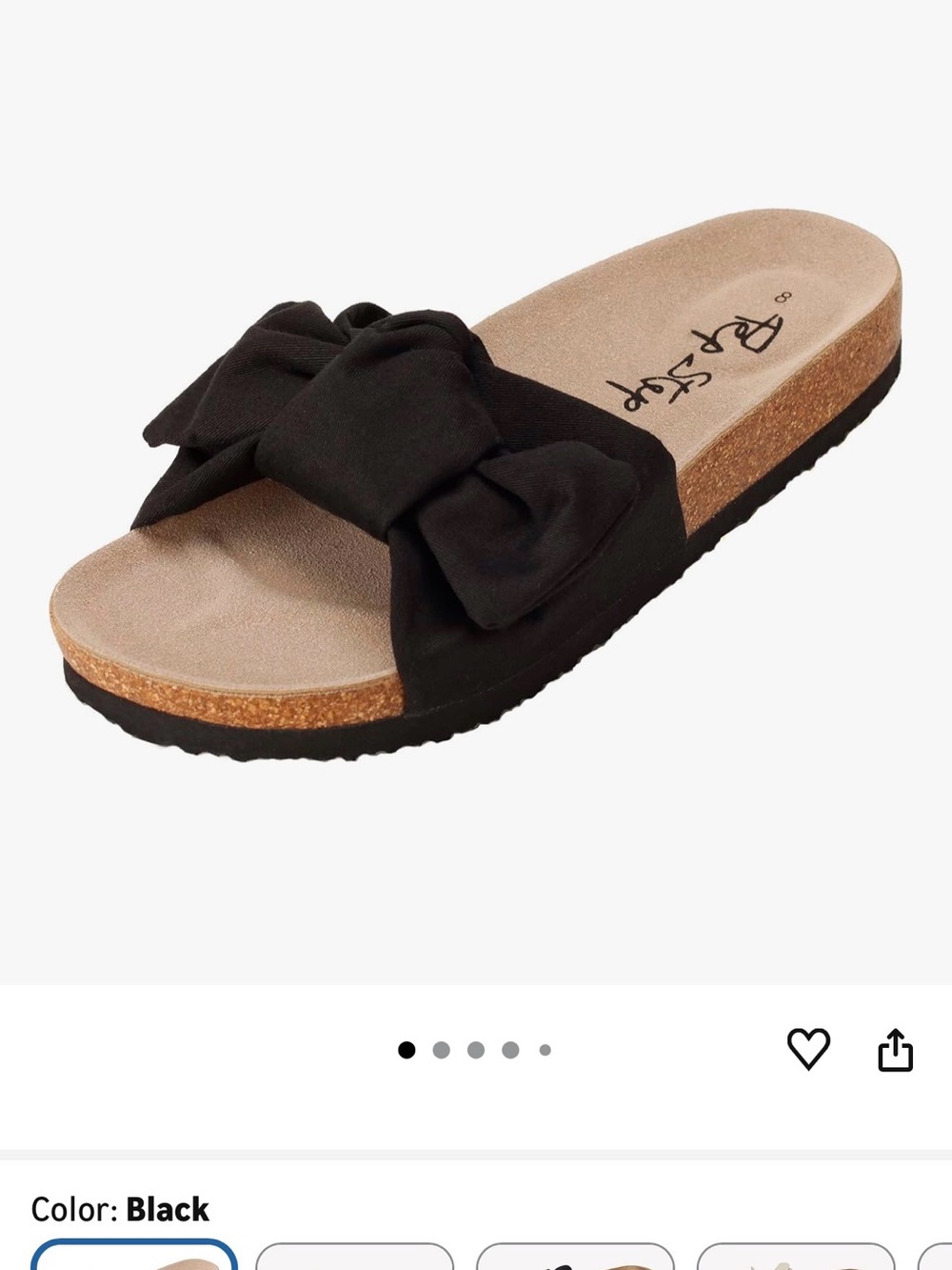 Ras Black Bow Cork-Style Slide Sandal